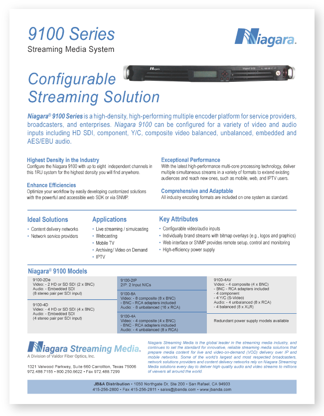 Image of Niagara Streaming Media 9100 Data Sheet