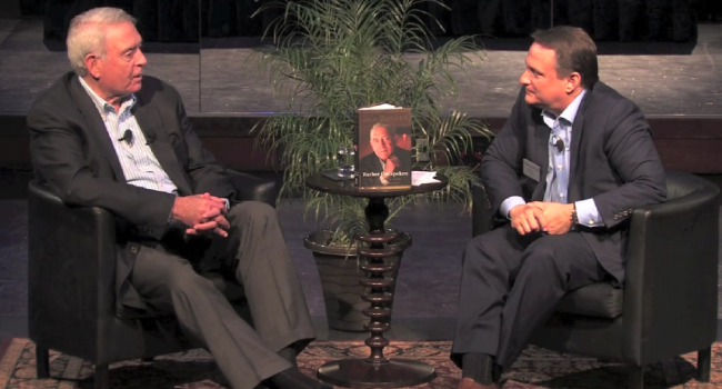 Image of Dan Rather in interview, promoting his book